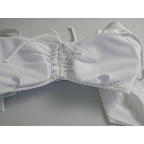 Unique Vintage White Ruffle Swim Top MEDIUM - Picture 5 of 6